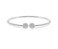 Round Shape with Double CZ Stone Silver Bracelet BRS-223